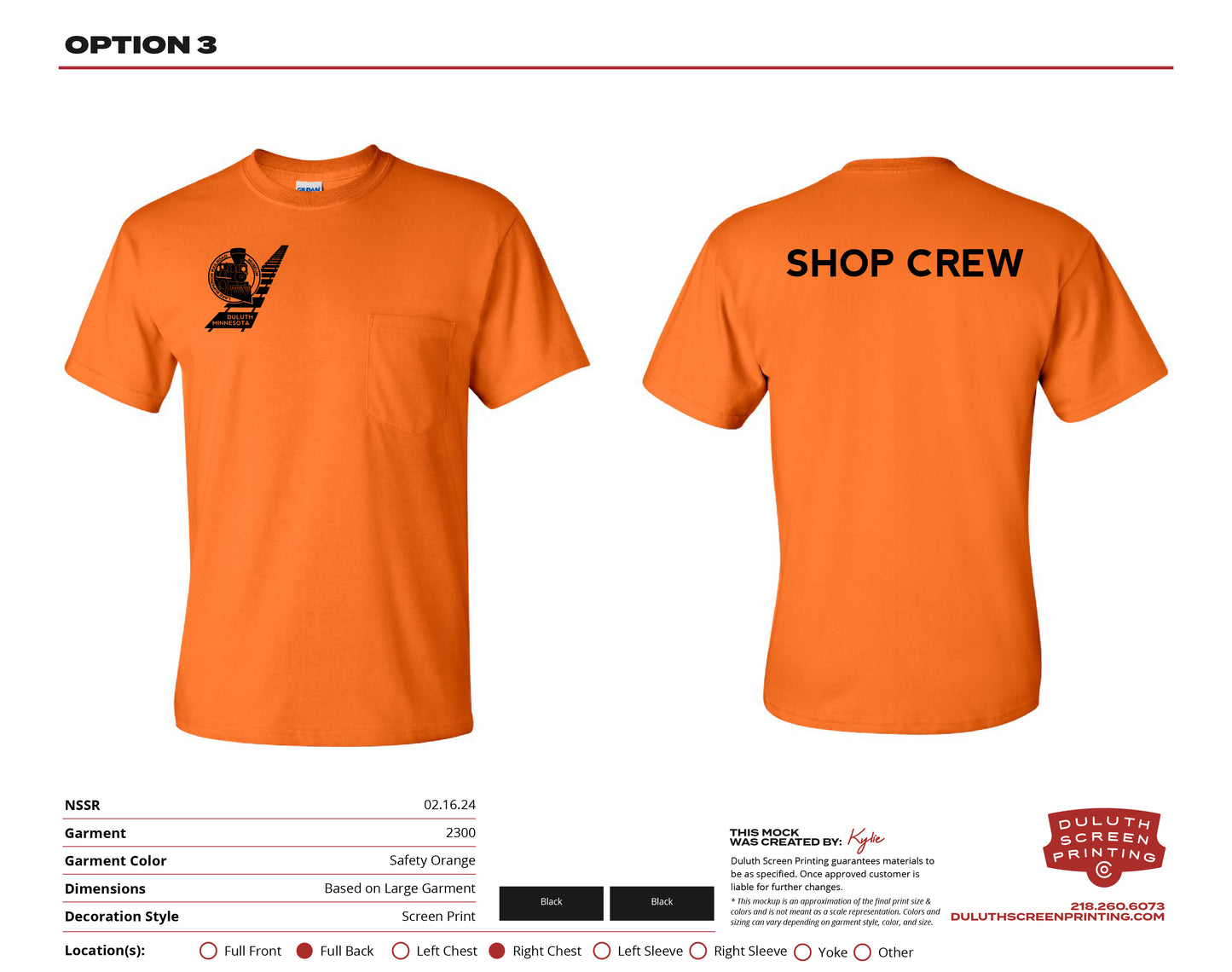 NSSRR Shop Crew Orange Tee With Pocket