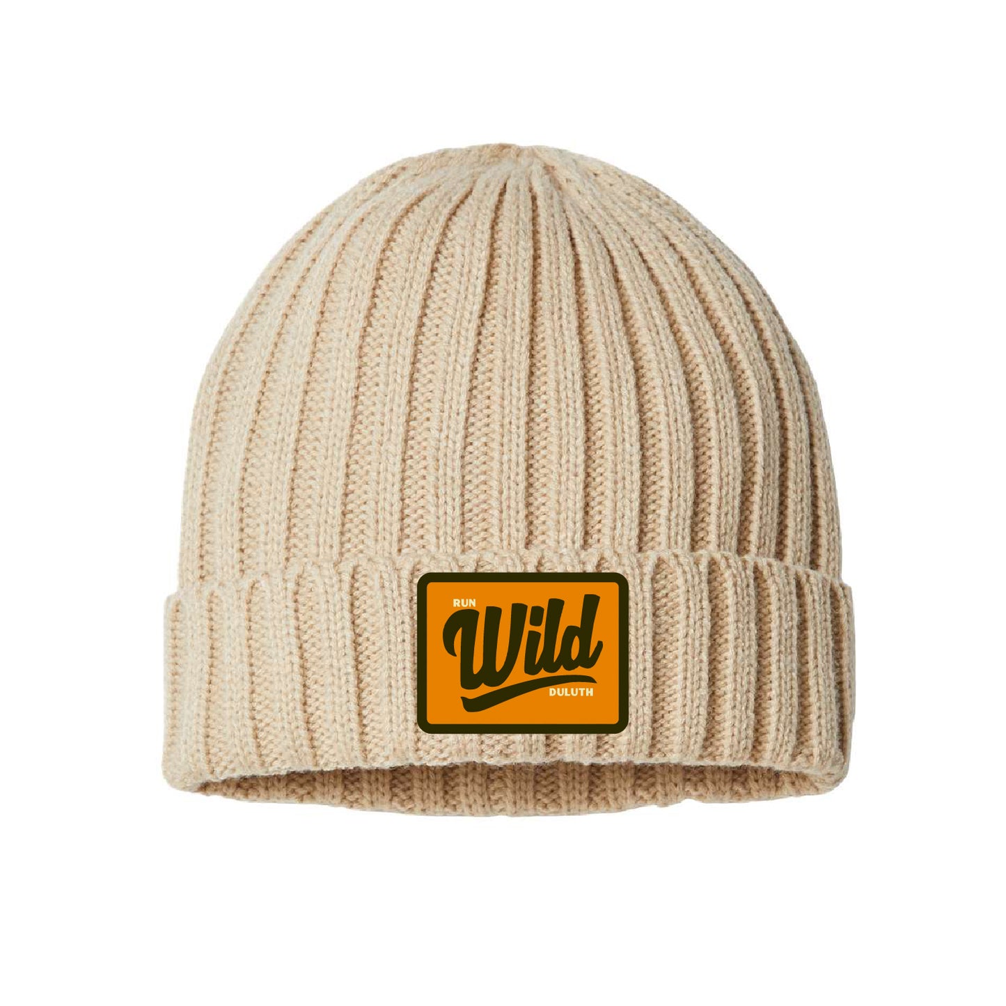 Run Wild Duluth Sustainable Cable Knit Cuffed Beanie (Swoosh Patch)