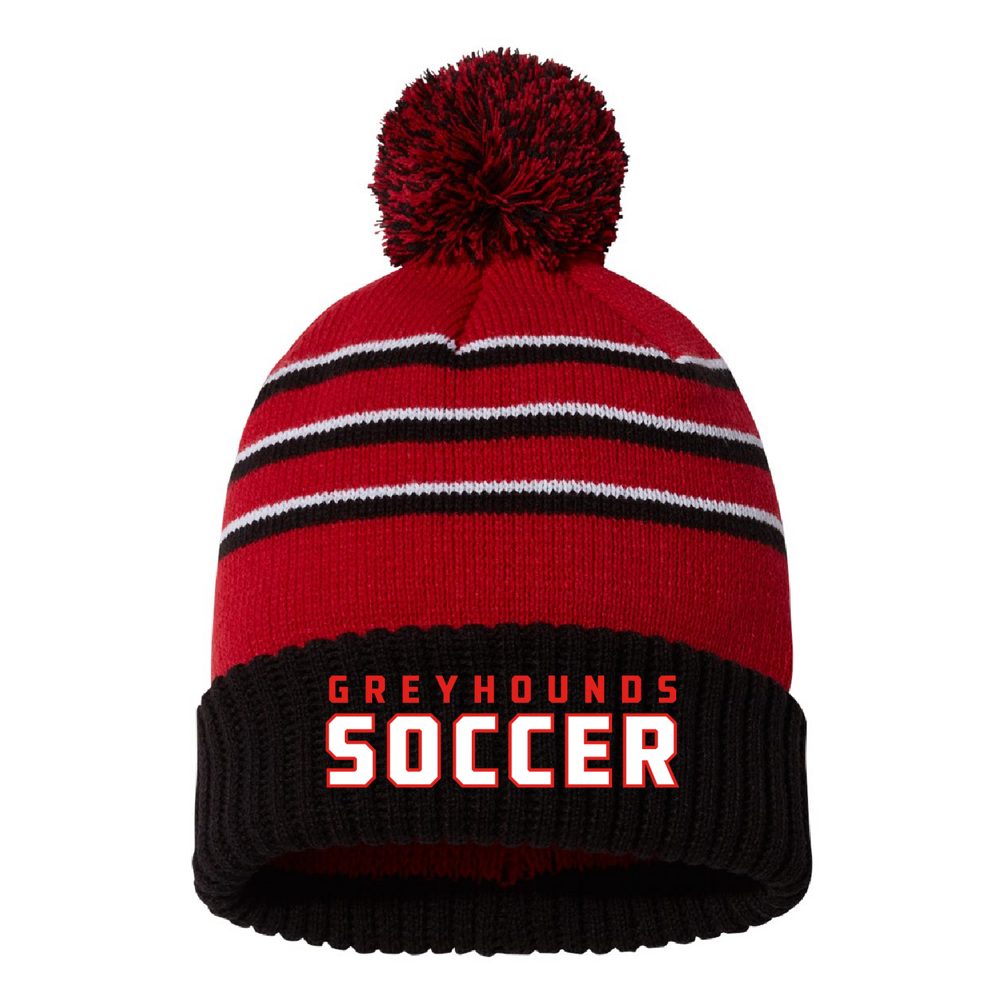 East Boys Soccer Stripe Pom Cuffed Beanie (Embroidered)