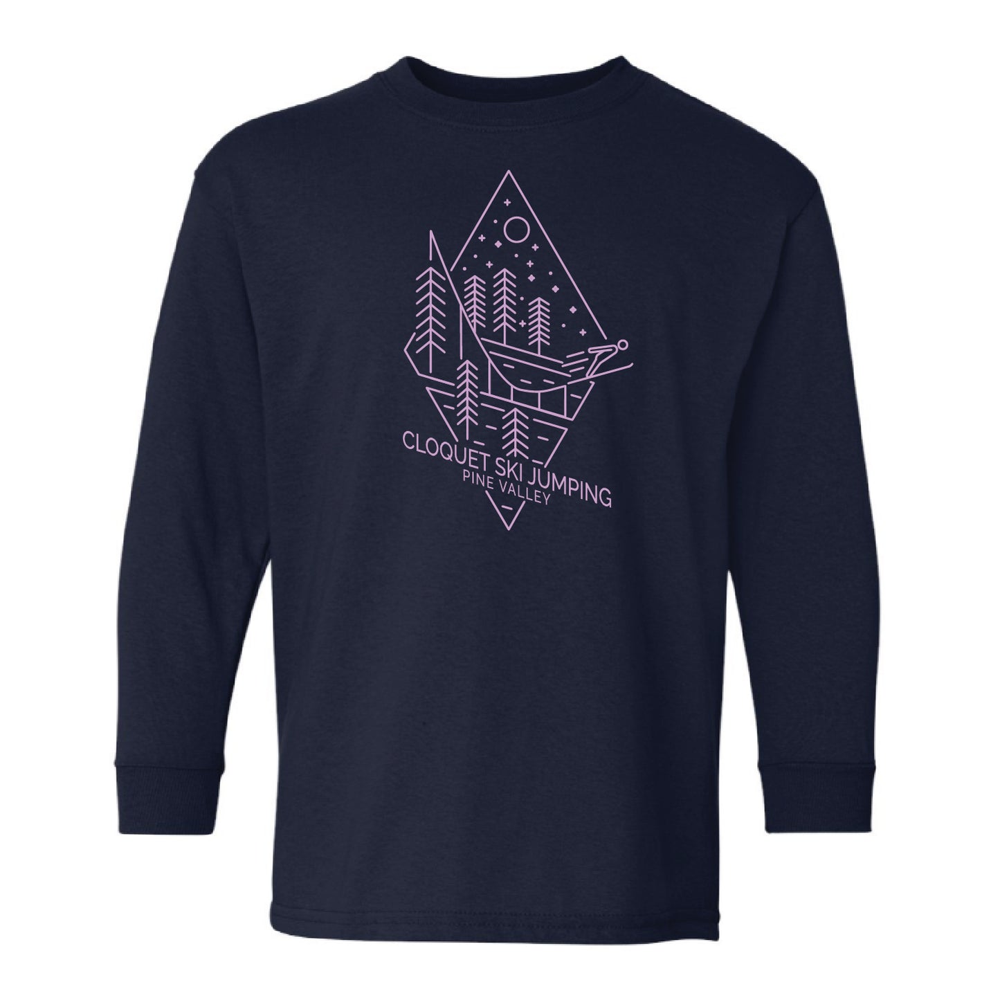 Cloquet Nordic Ski Club Youth Heavy Cotton™ Long Sleeve T-Shirt (Lavender)
