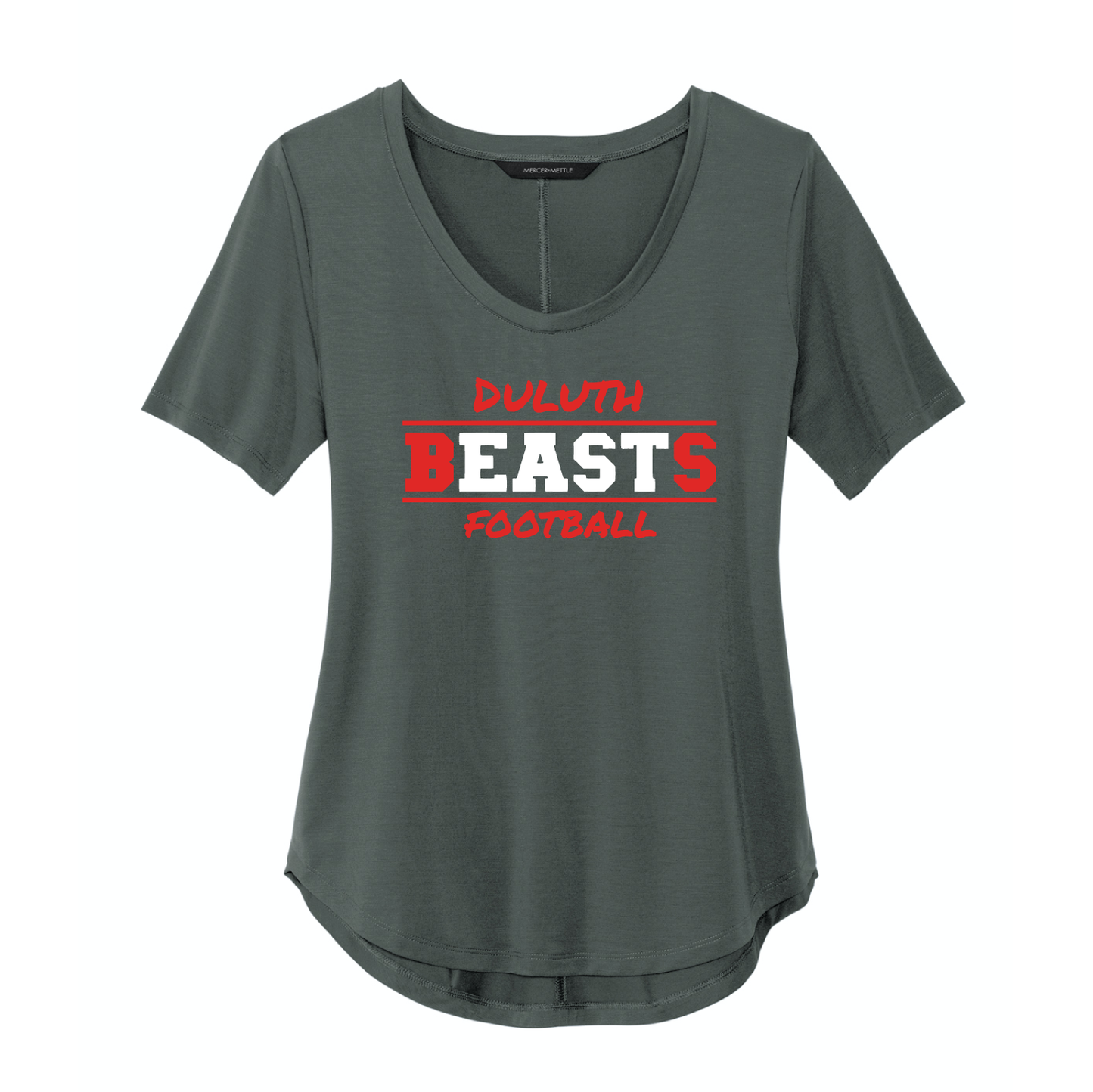 Duluth East Football Ladies Stretch Jersey Relaxed Scoop Tee Design 1