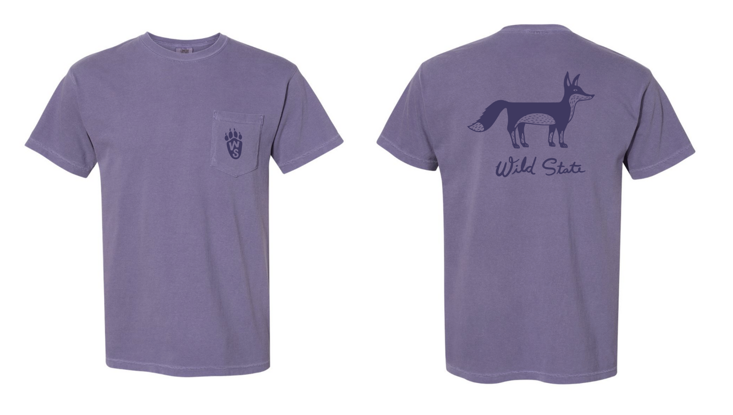 Wild State Light Grape Fox Tee - 6030 Pocket Tee