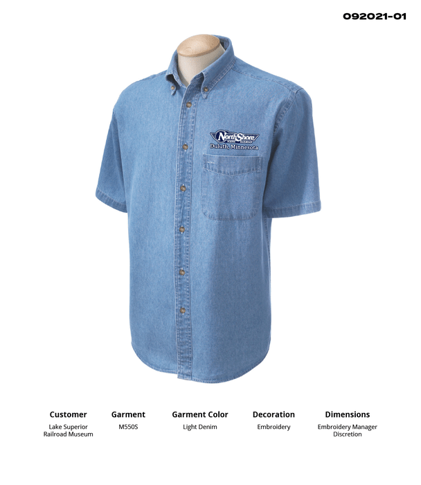 NSSRR Harriton Mens 6.5 Oz. Short-Sleeve Denim Shirt - DSP On Demand