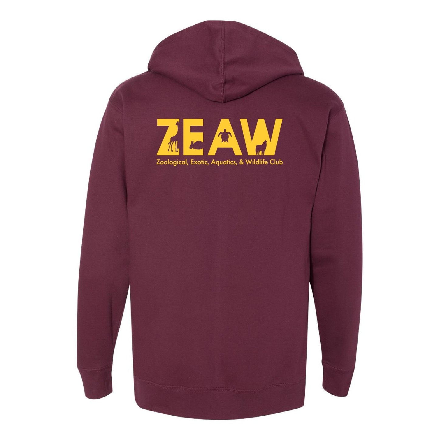 UMN Zoo, Exotic, Aquatic, and Wildlife Medicine Unisex Midweight Hooded Sweatshirt (Left Chest & Full Back) - DSP On Demand