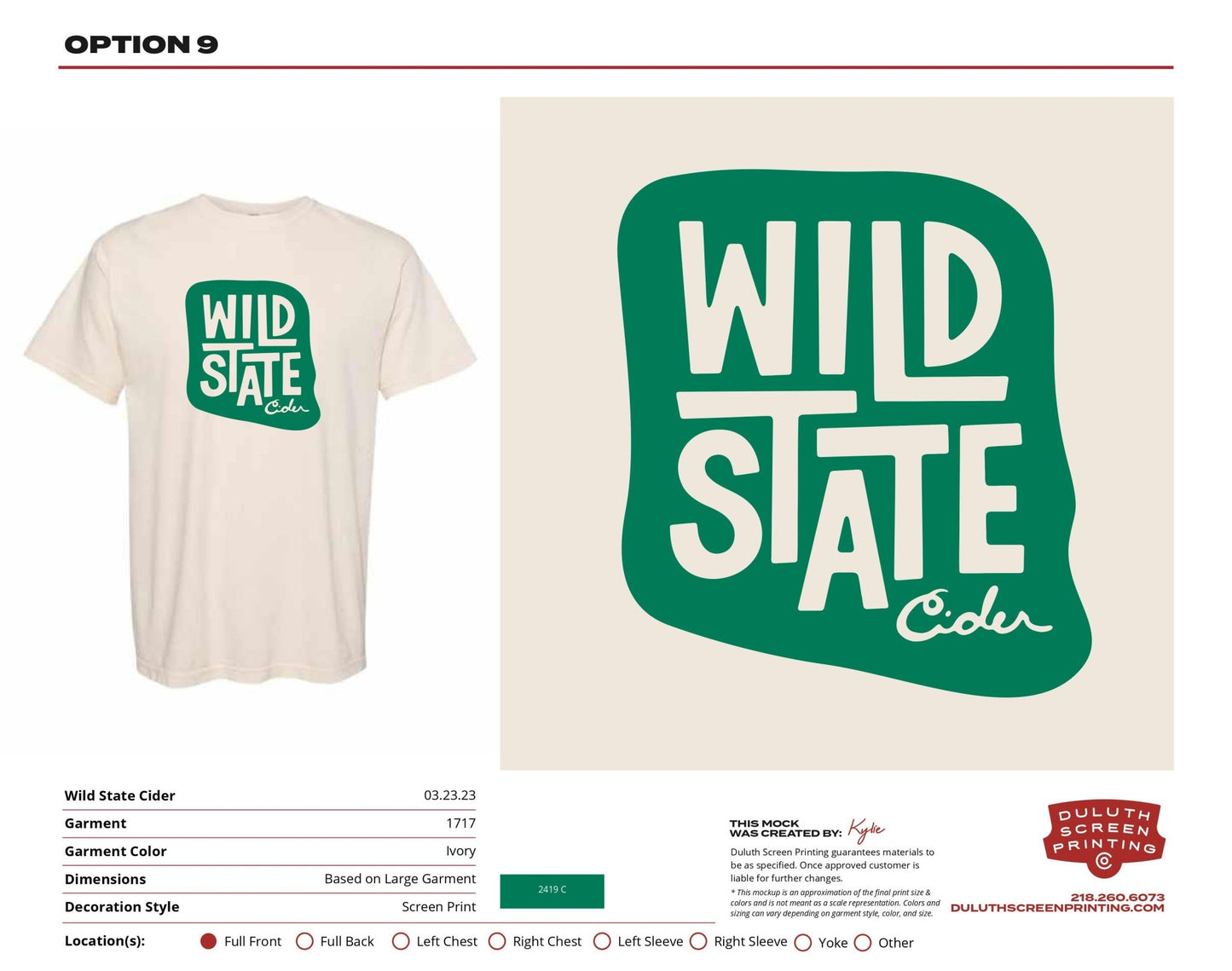 Wild State Green Logo Blob - 1717 Ivory Heavyweight Tee - DSP On Demand