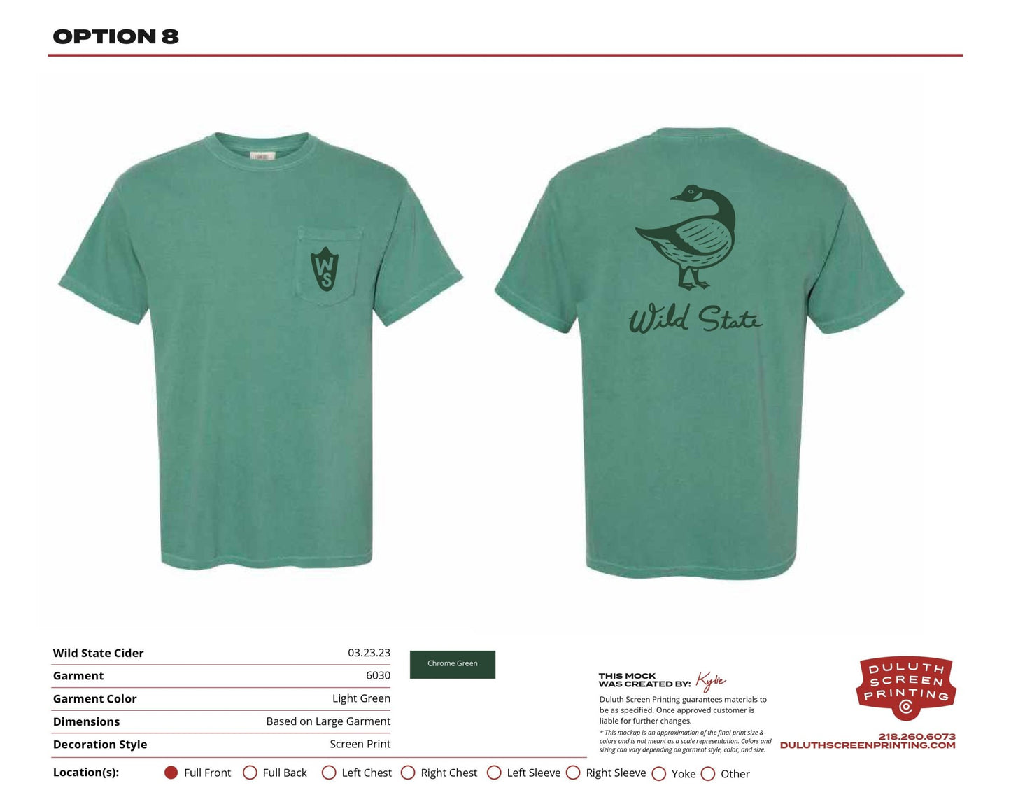 Wild State Light Green Goose Tee - 6030 Pocket Tee - DSP On Demand