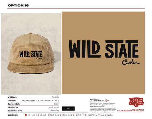 Wild State Waffle Corduroy Field Trip Snapback Hat