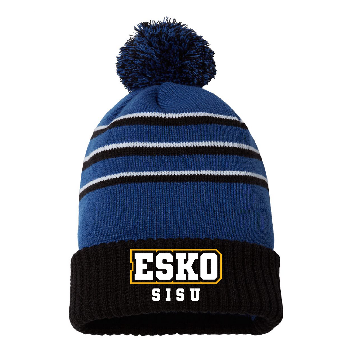 Esko Soccer Sisu Stripe Pom Cuffed Beanie