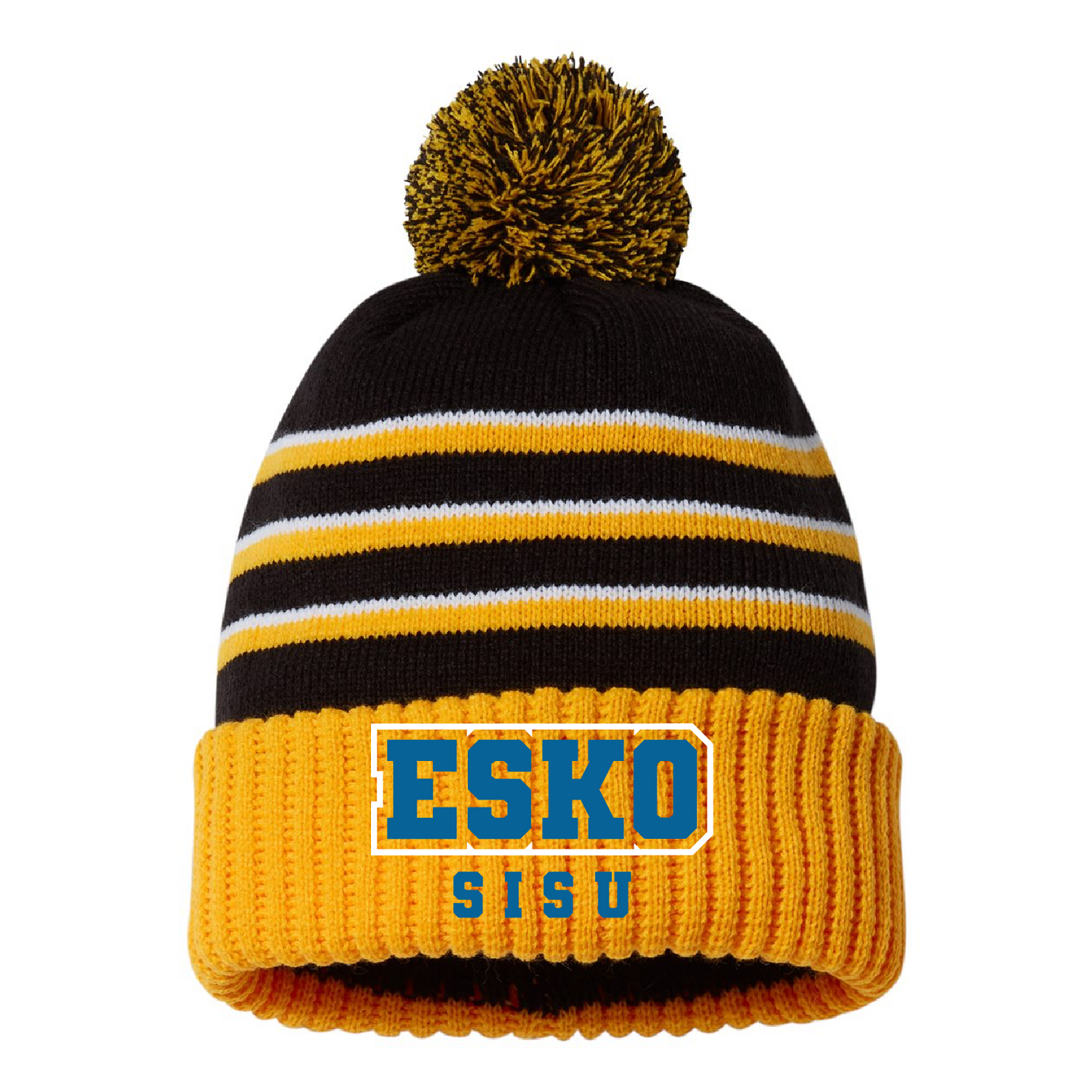 Esko Soccer Sisu Stripe Pom Cuffed Beanie