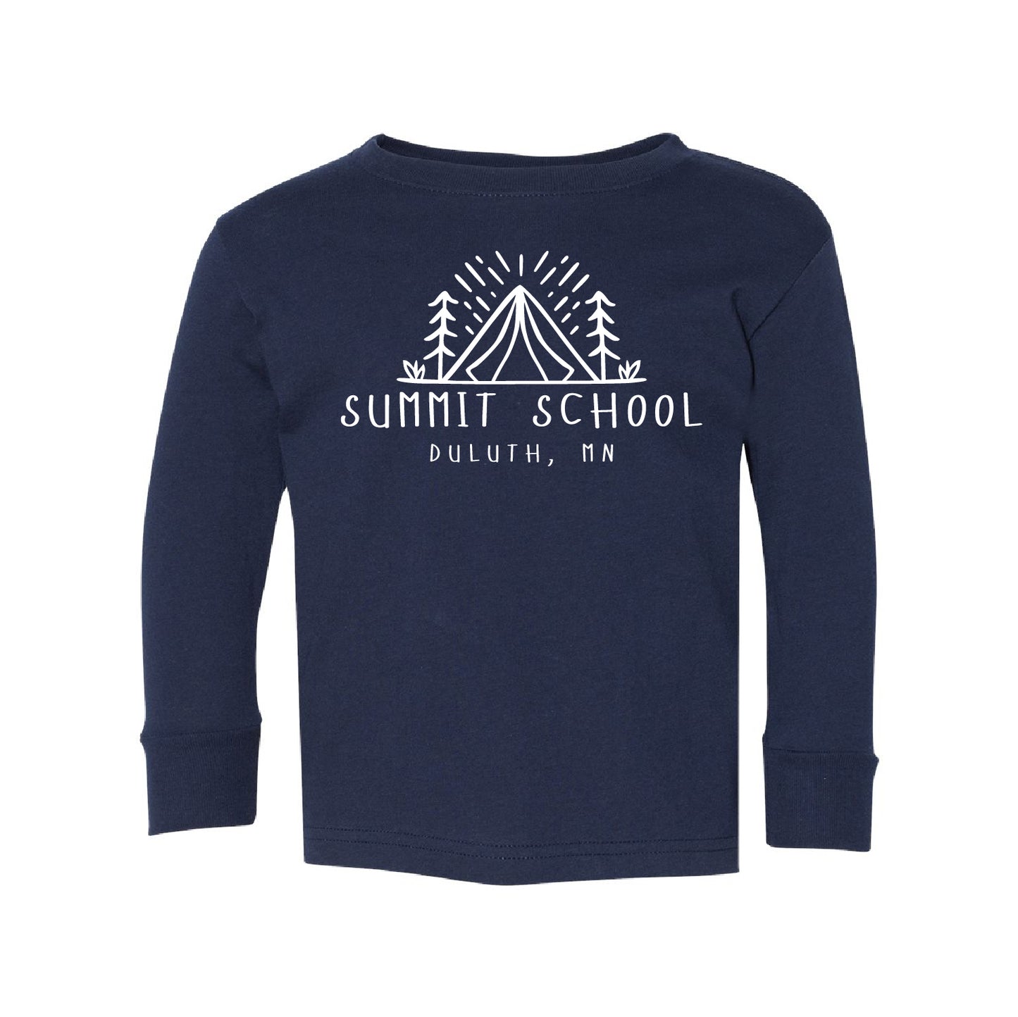 Summit School Toddler Fine Jersey Long Sleeve Tee with White Print