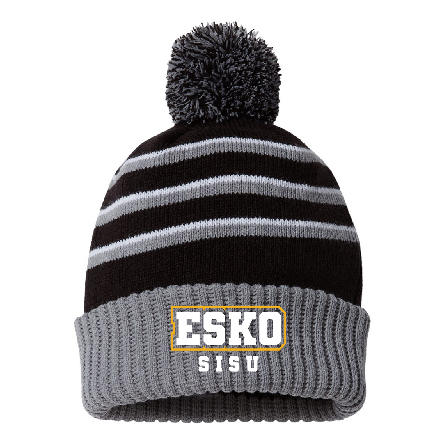 Esko Soccer Sisu Stripe Pom Cuffed Beanie