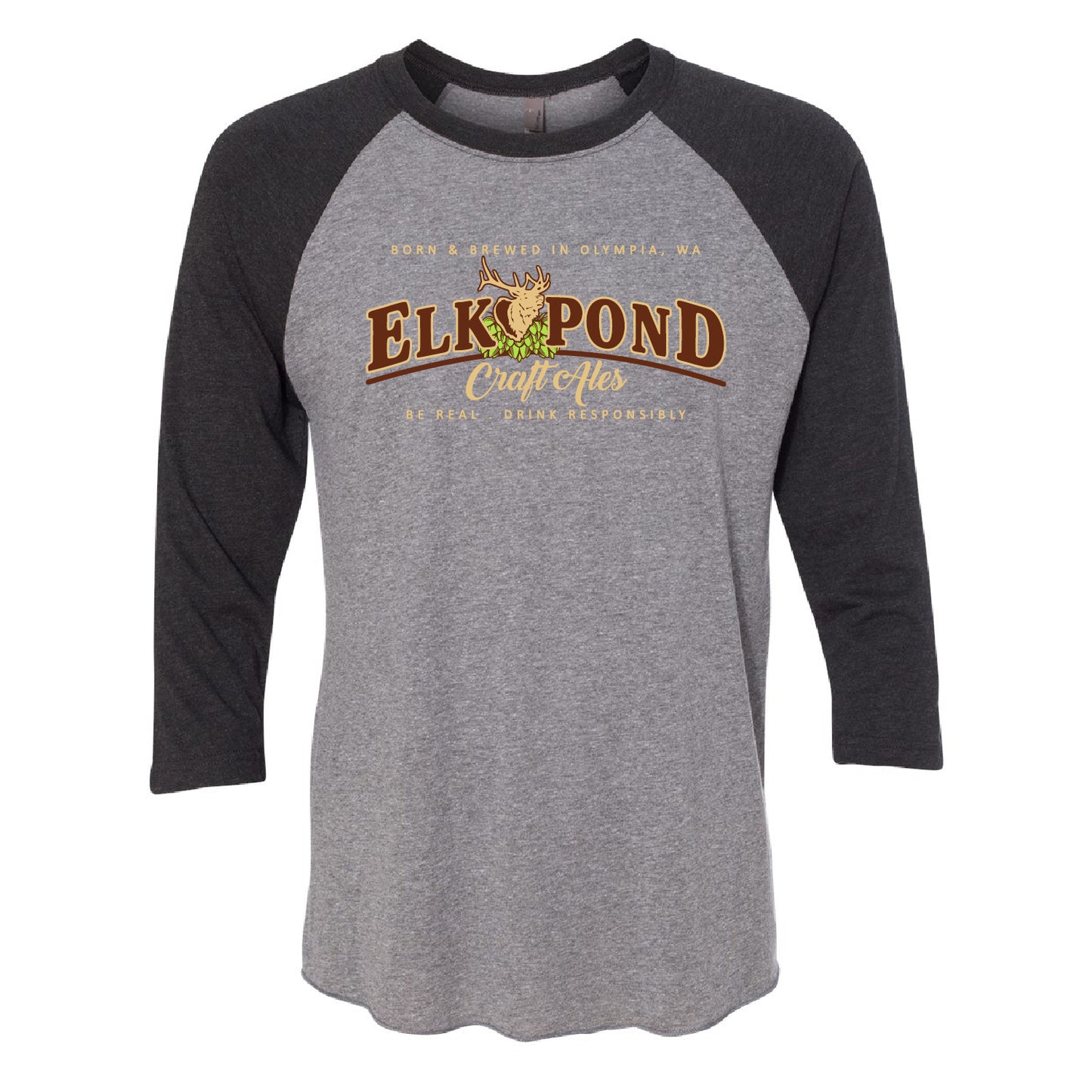 Elk Pond Craft Ales Unisex Tri-Blend 3/4-Sleeve Raglan Tee