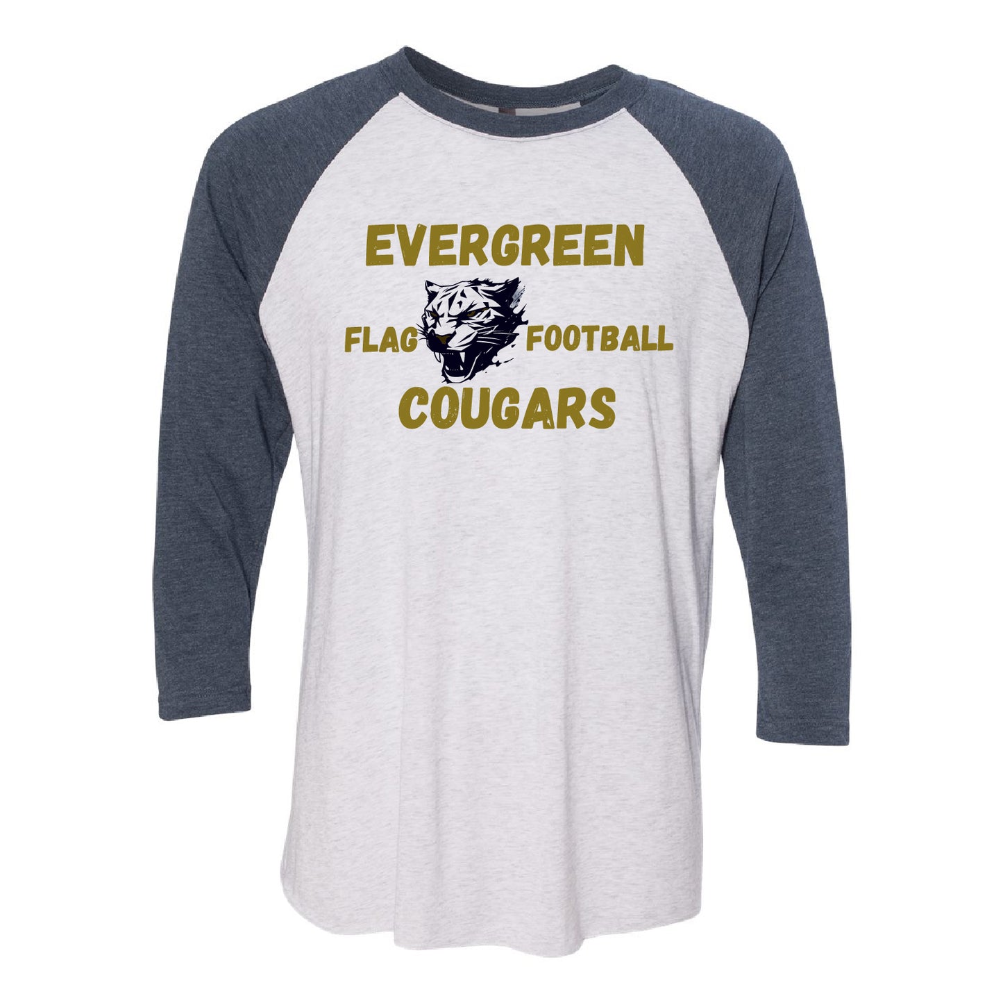 Evergreen Flag Football Unisex Tri-Blend 3/4-Sleeve Raglan Tee