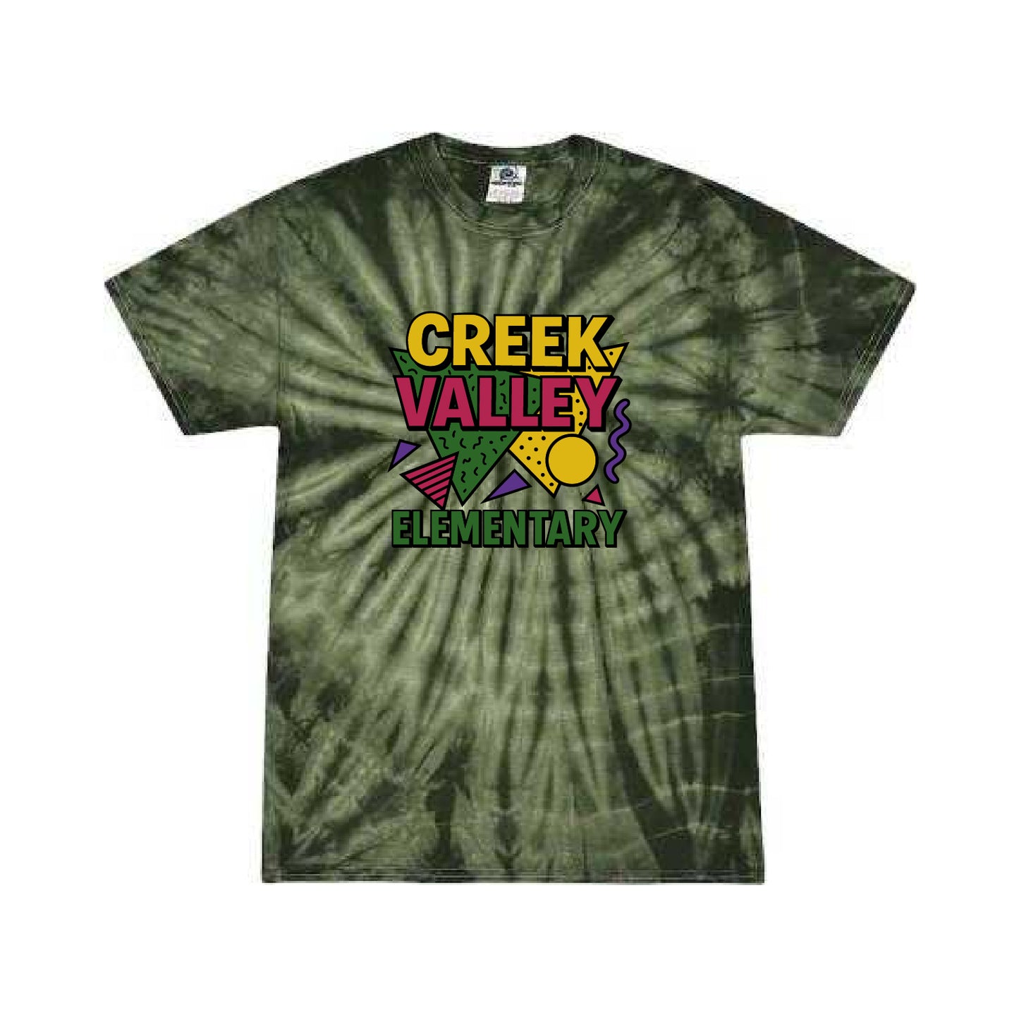 Creek Valley Elementary Multi-Color Tie-Dyed T-Shirt 90s Theme