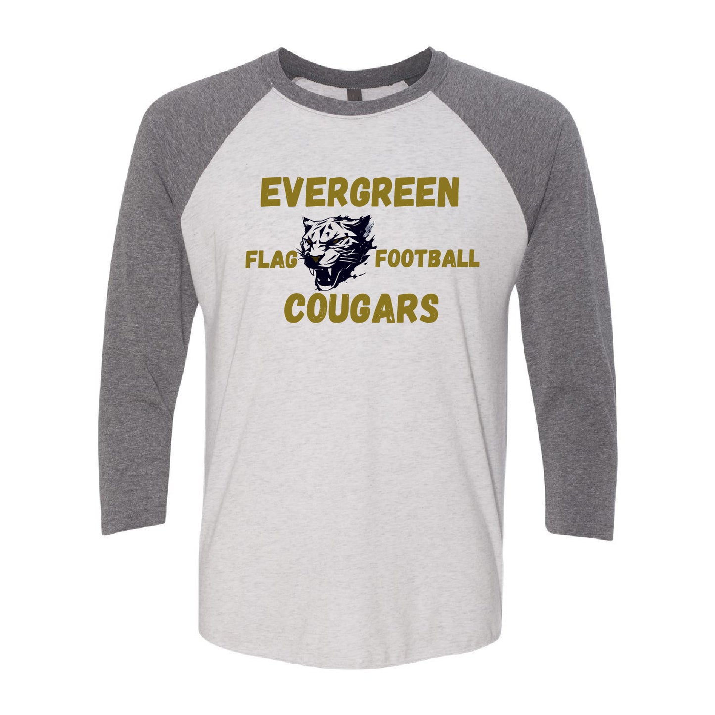 Evergreen Flag Football Unisex Tri-Blend 3/4-Sleeve Raglan Tee