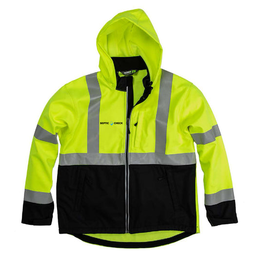 Septic Check Men's Hi-Vis Class 3 Hooded Soft Shell Jacket