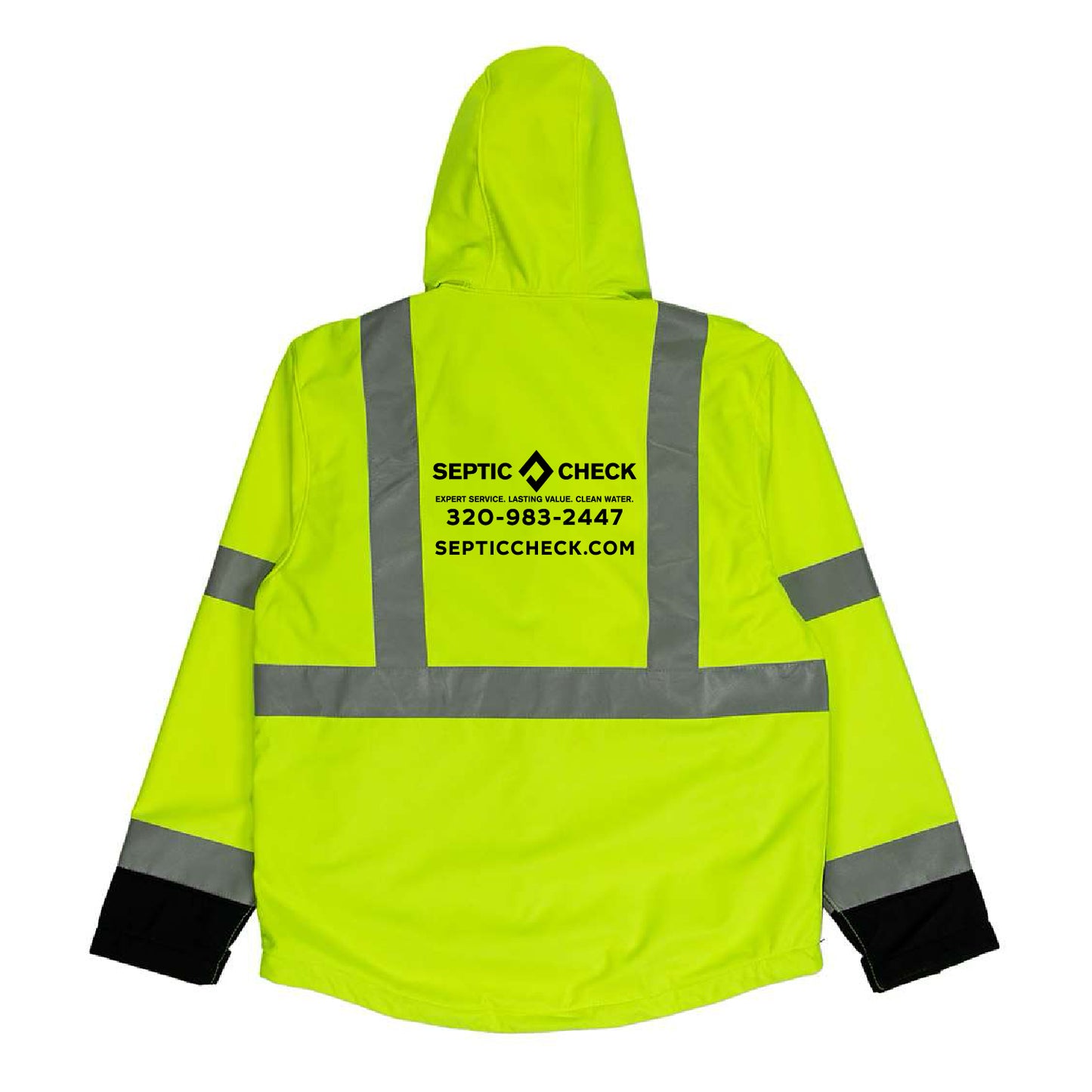 Septic Check Men's Hi-Vis Class 3 Hooded Soft Shell Jacket