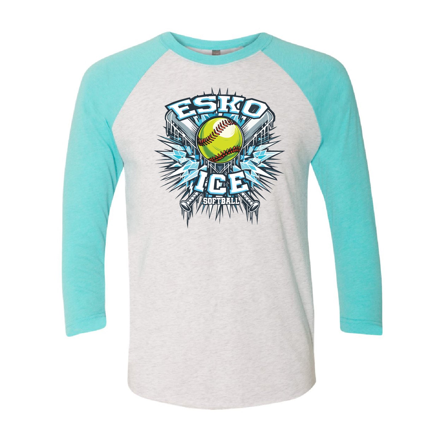 Esko Ice Unisex Tri-Blend 3/4-Sleeve Raglan Tee