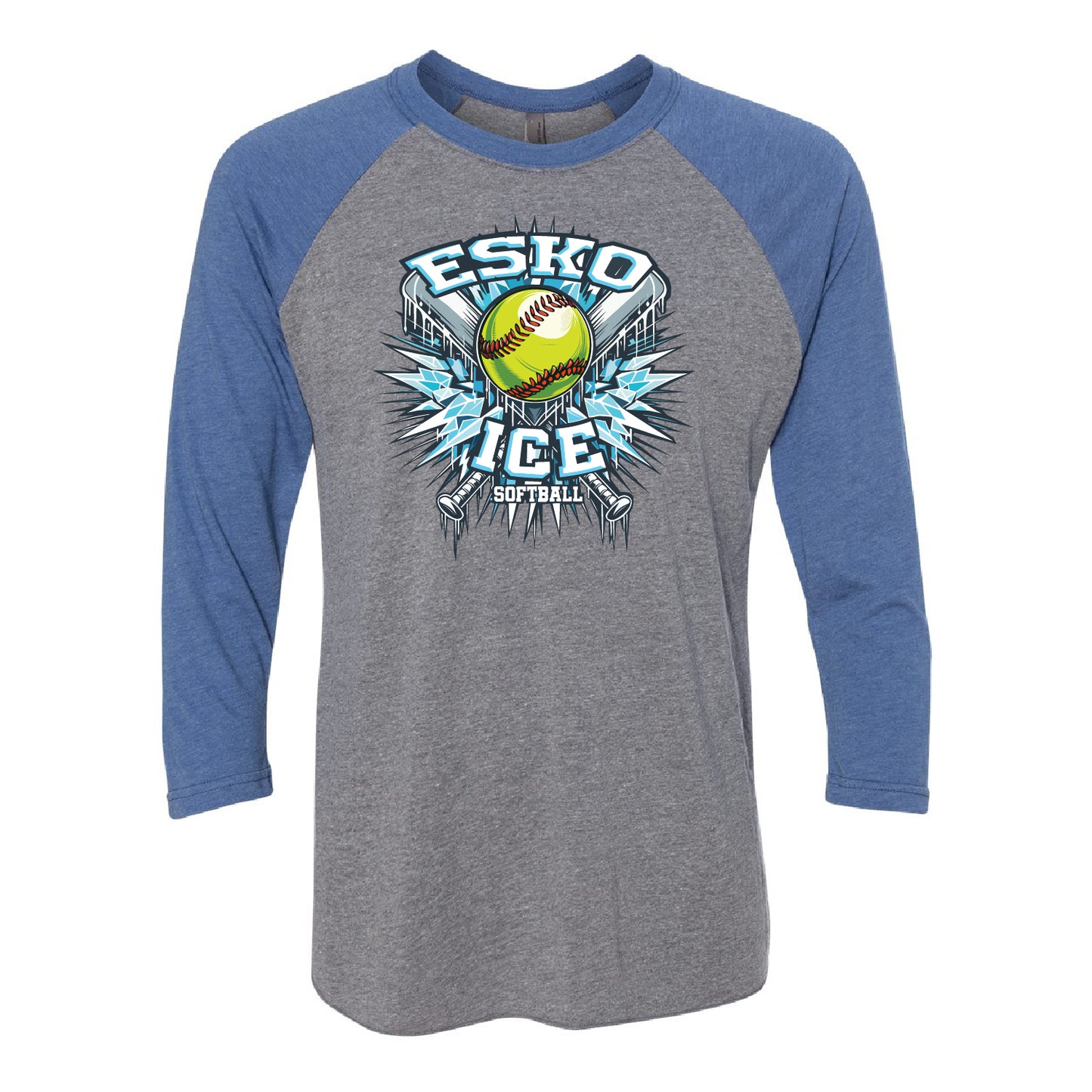 Esko Ice Unisex Tri-Blend 3/4-Sleeve Raglan Tee