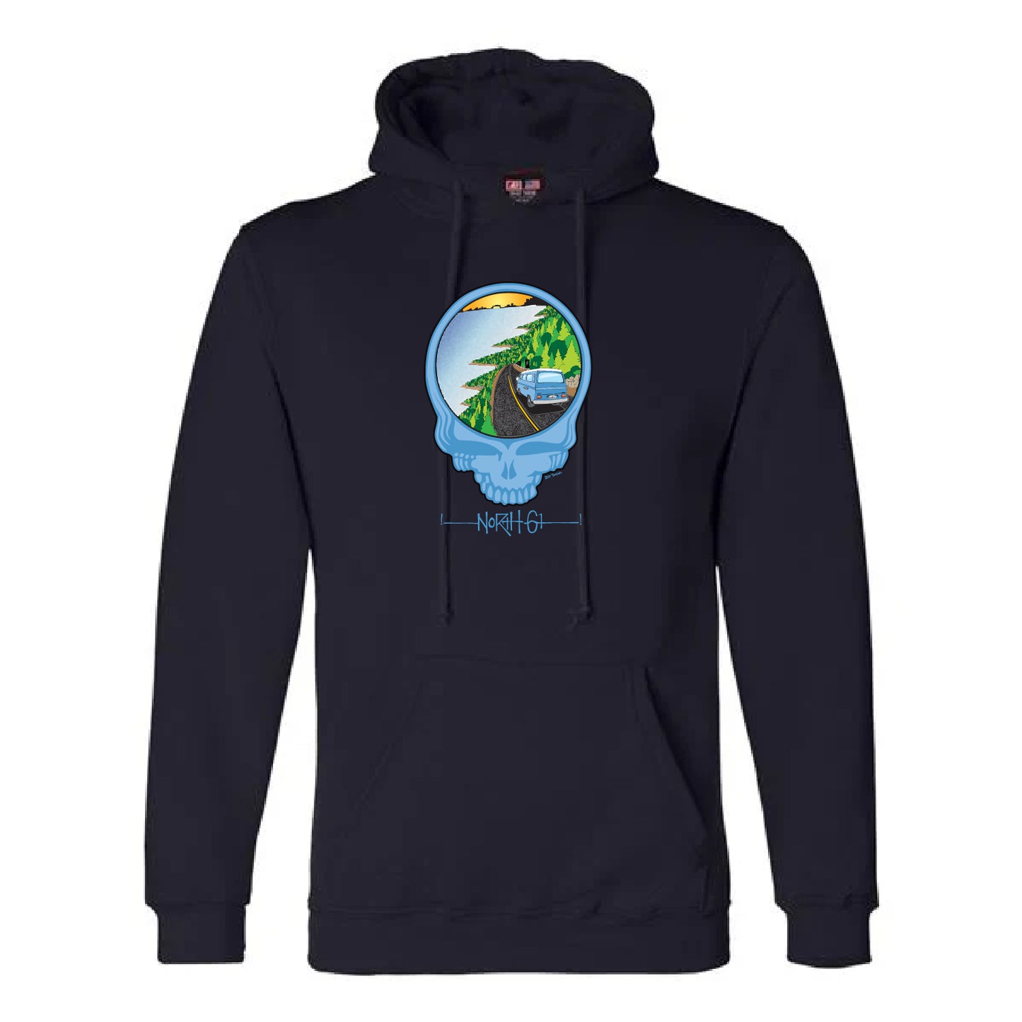 North 61 Unisex USA-Made Hooded Sweatshirt (Skull - Full Color)