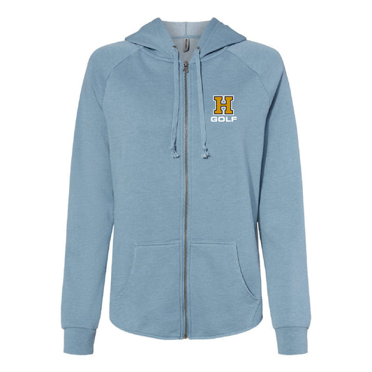 Hermantown High School Golf Women's California Wave Wash Full-Zip Hooded Sweatshirt