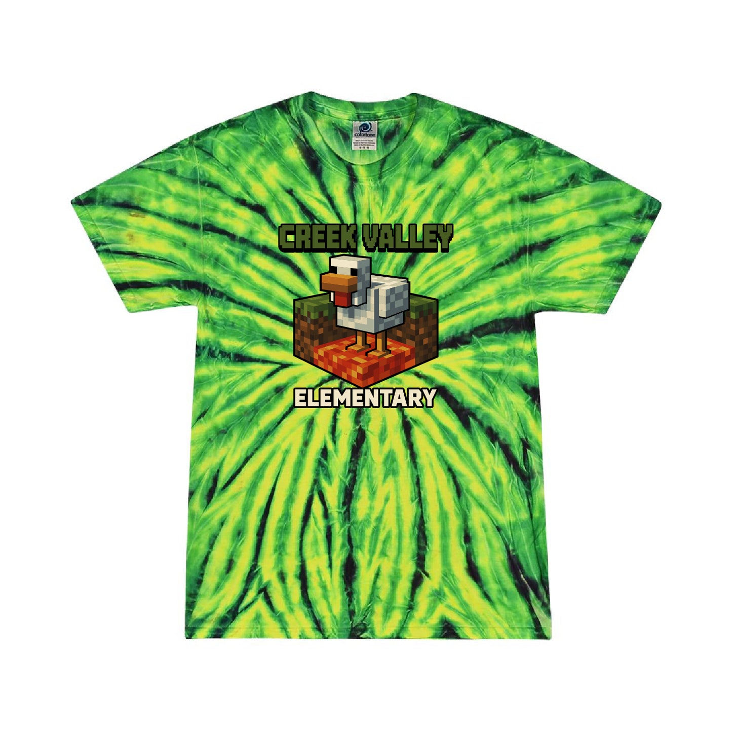Creek Valley Elementary Multi-Color Tie-Dyed T-Shirt Lava Chicken