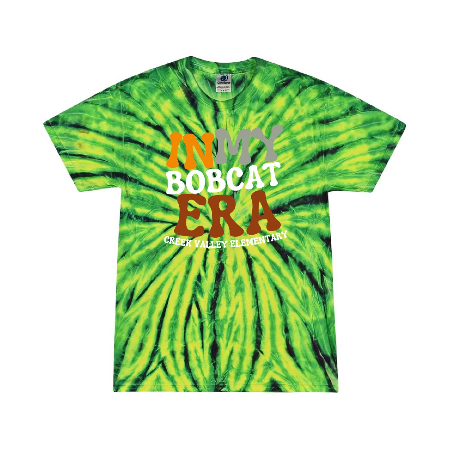 Creek Valley Elementary Multi-Color Tie-Dyed T-Shirt Bobcat Era