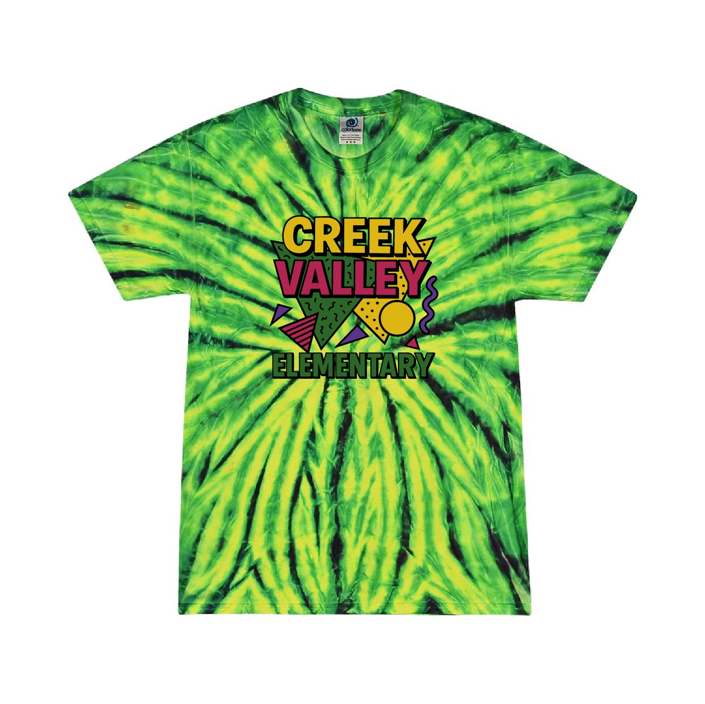 Creek Valley Elementary Multi-Color Tie-Dyed T-Shirt 90s Theme