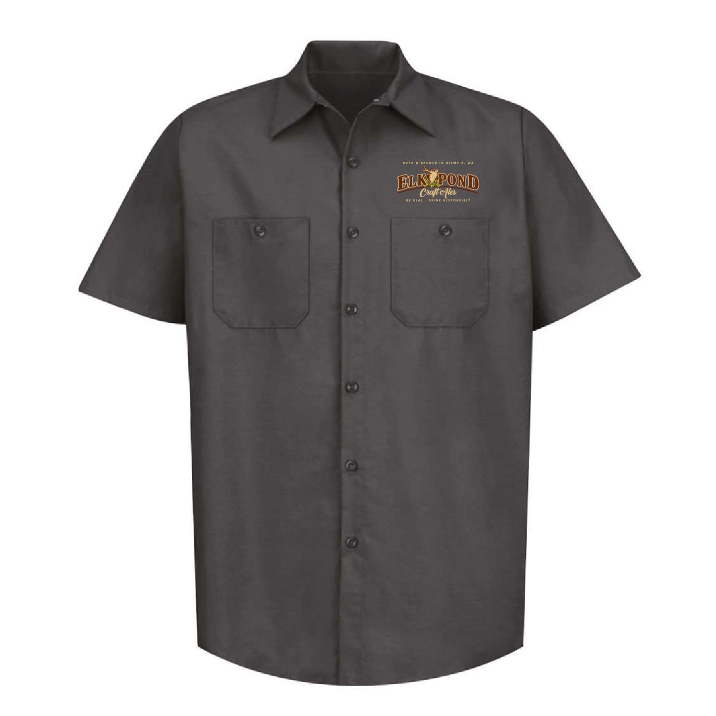 Elk Pond Craft Ales Industrial Short Sleeve Work Shirt - Long Sizes