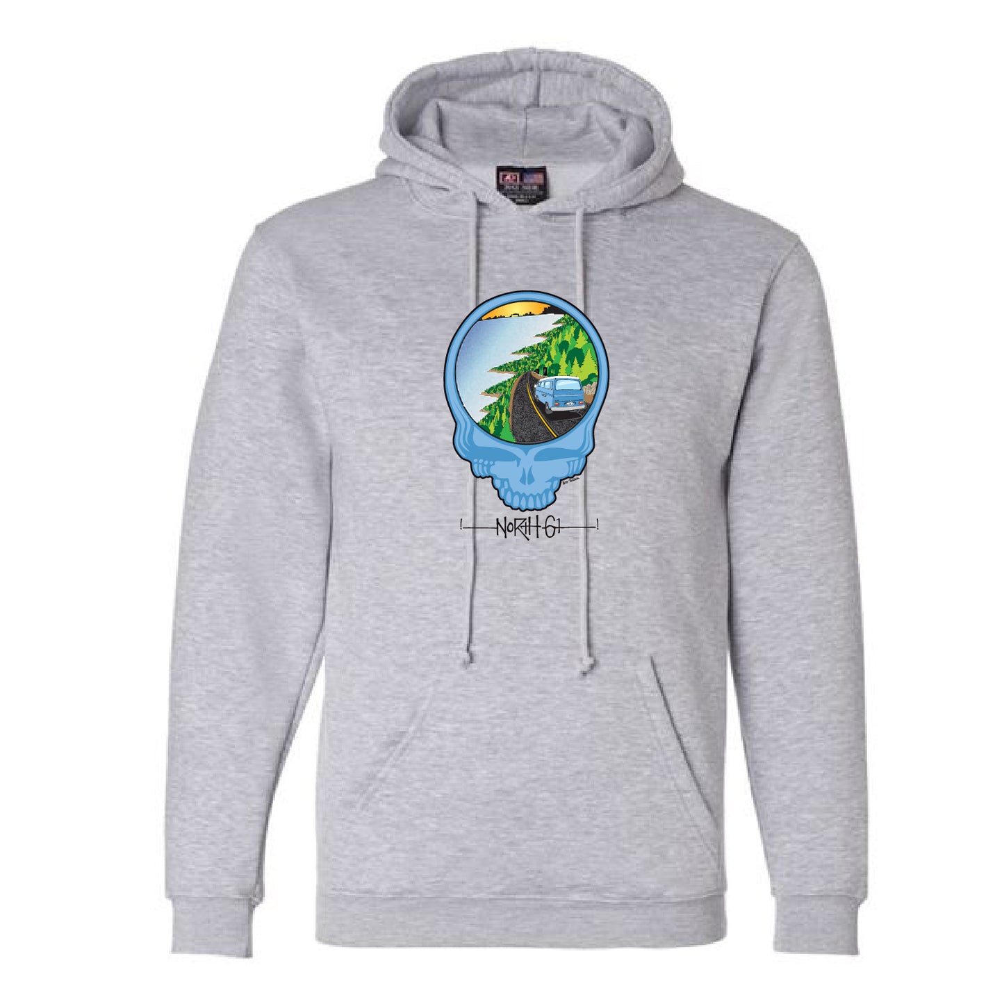 North 61 Unisex USA-Made Hooded Sweatshirt (Skull - Full Color)