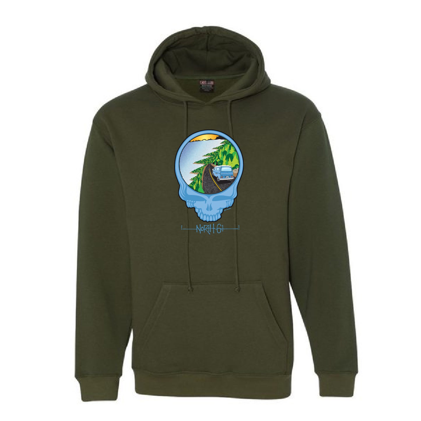 North 61 Unisex USA-Made Hooded Sweatshirt (Skull - Full Color)