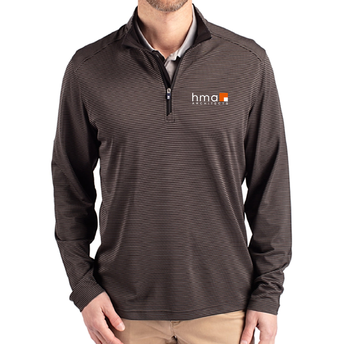 HMA Cutter & Buck Virtue Recycled Micro Stripe Featherlight Pique Mens Quarter Zip Pullover