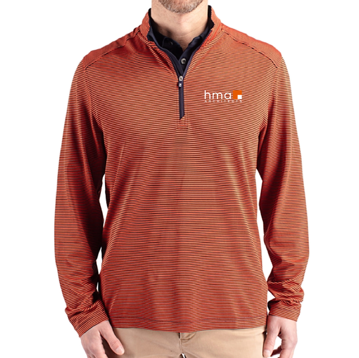 HMA Cutter & Buck Virtue Recycled Micro Stripe Featherlight Pique Mens Quarter Zip Pullover