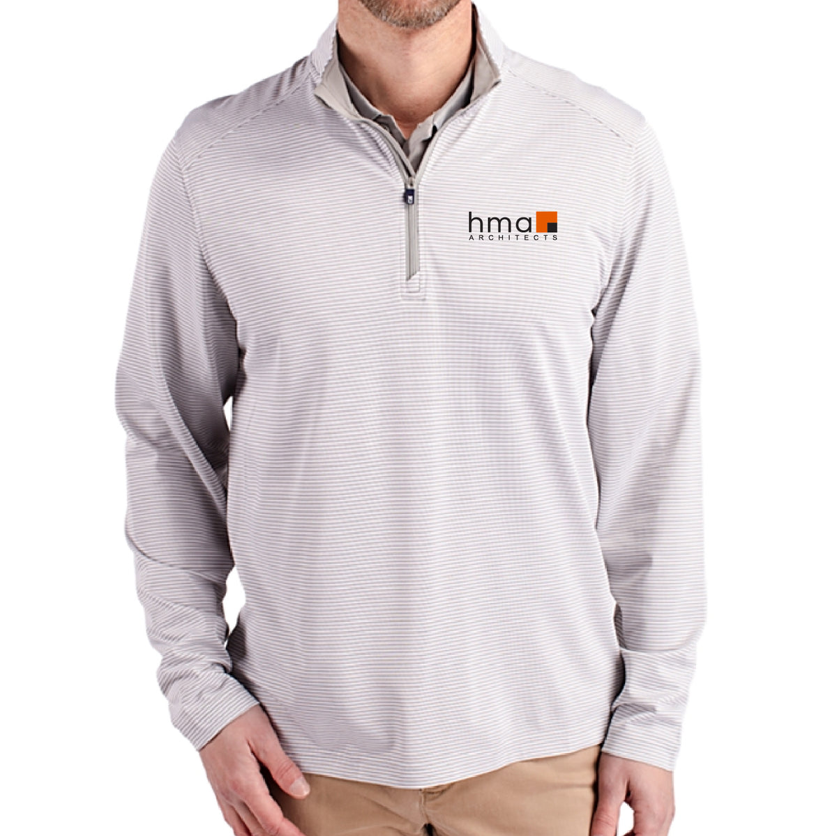 HMA Cutter & Buck Virtue Recycled Micro Stripe Featherlight Pique Mens Quarter Zip Pullover