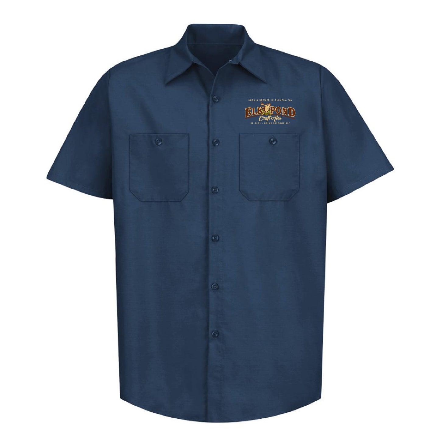 Elk Pond Craft Ales Industrial Short Sleeve Work Shirt - Long Sizes