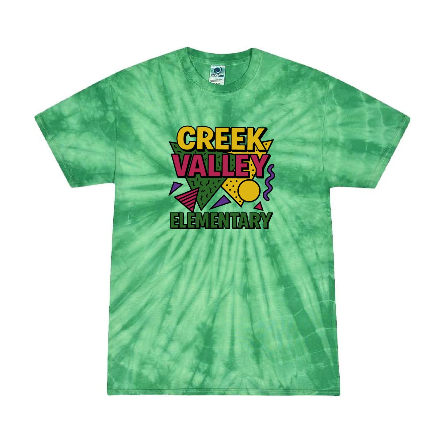 Creek Valley Elementary Multi-Color Tie-Dyed T-Shirt 90s Theme