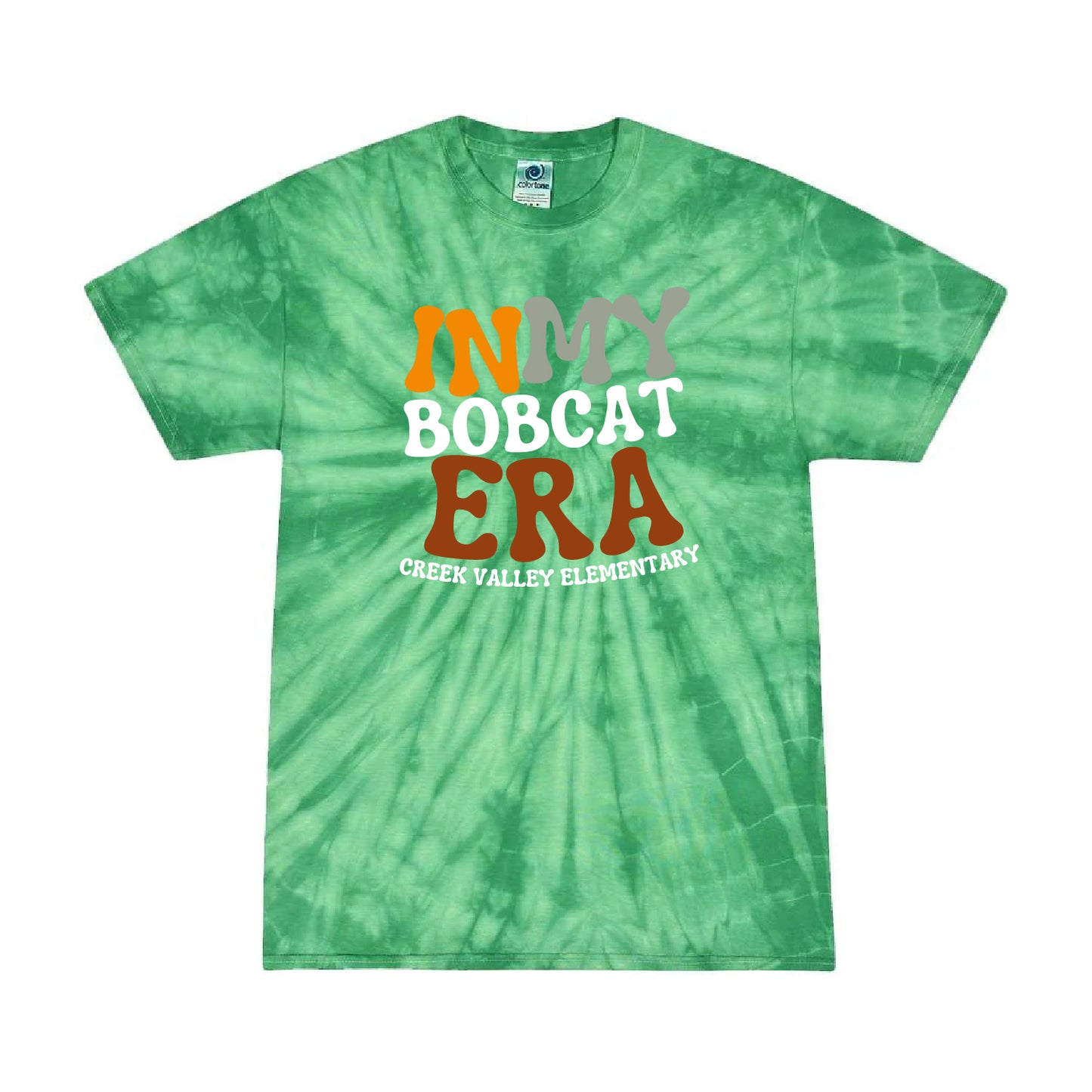 Creek Valley Elementary Multi-Color Tie-Dyed T-Shirt Bobcat Era