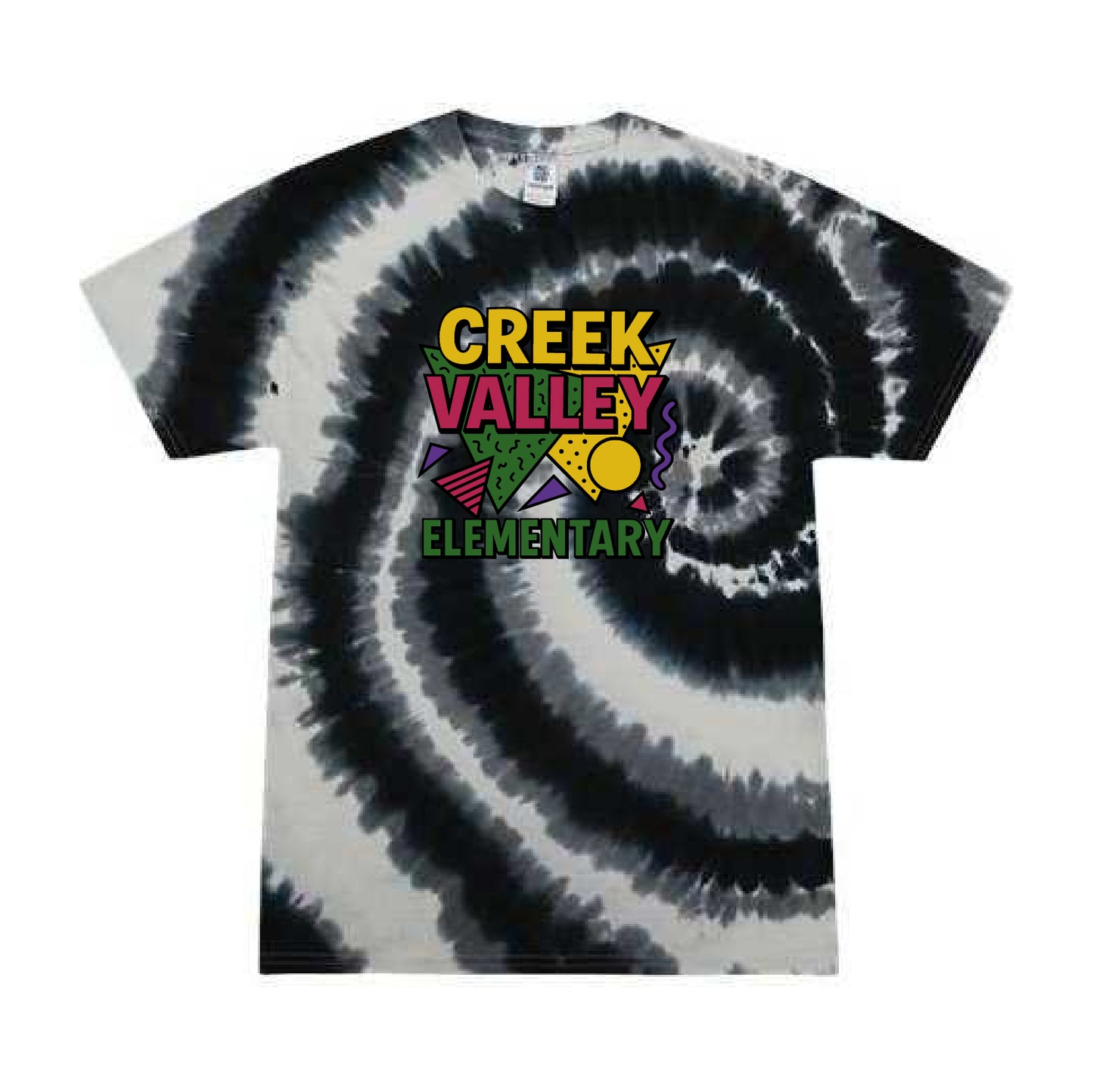 Creek Valley Elementary Multi-Color Tie-Dyed T-Shirt 90s Theme