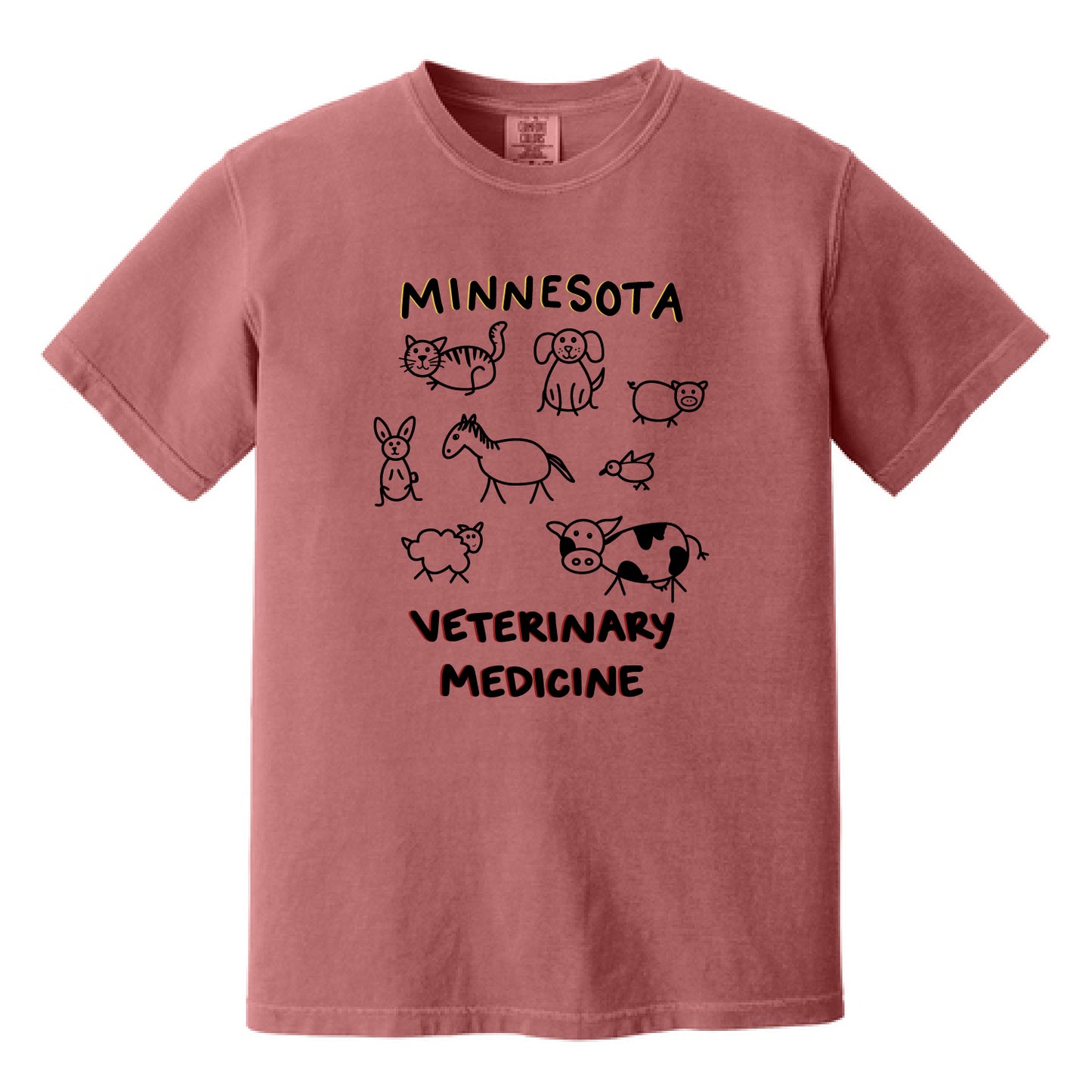 UMN CVM Dyed Heavyweight Tee (Stick Animals)