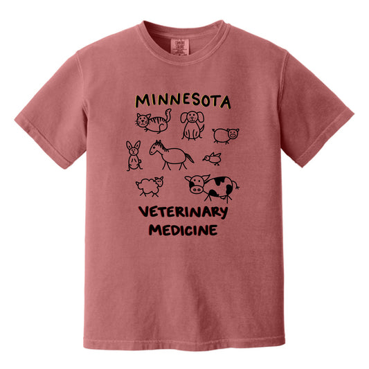 UMN CVM Dyed Heavyweight Tee (Stick Animals)