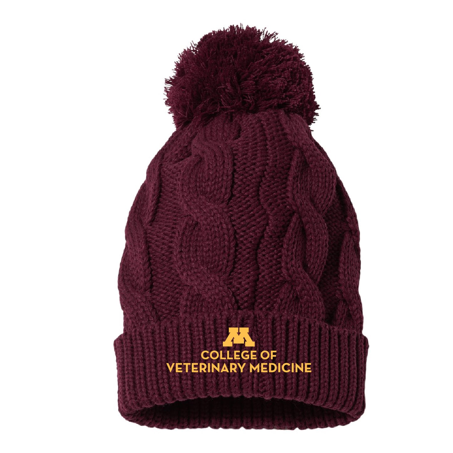 U of M Vet Med Chunk Twist Cuffed Beanie - Embroidered