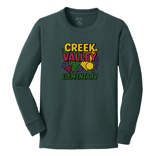 Creek Valley Youth Long Sleeve Core Cotton Tee 90s Theme