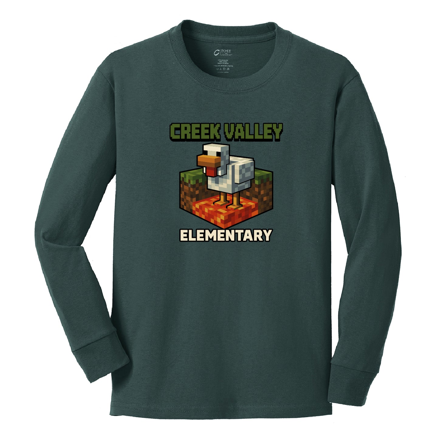 Creek Valley Youth Long Sleeve Core Cotton Tee Lava Chicken