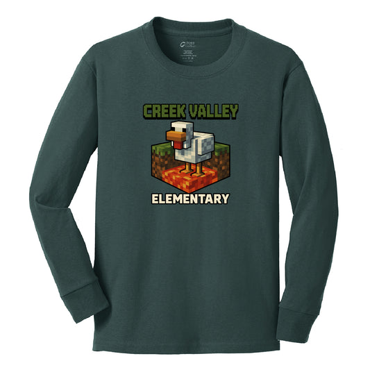Creek Valley Youth Long Sleeve Core Cotton Tee Lava Chicken