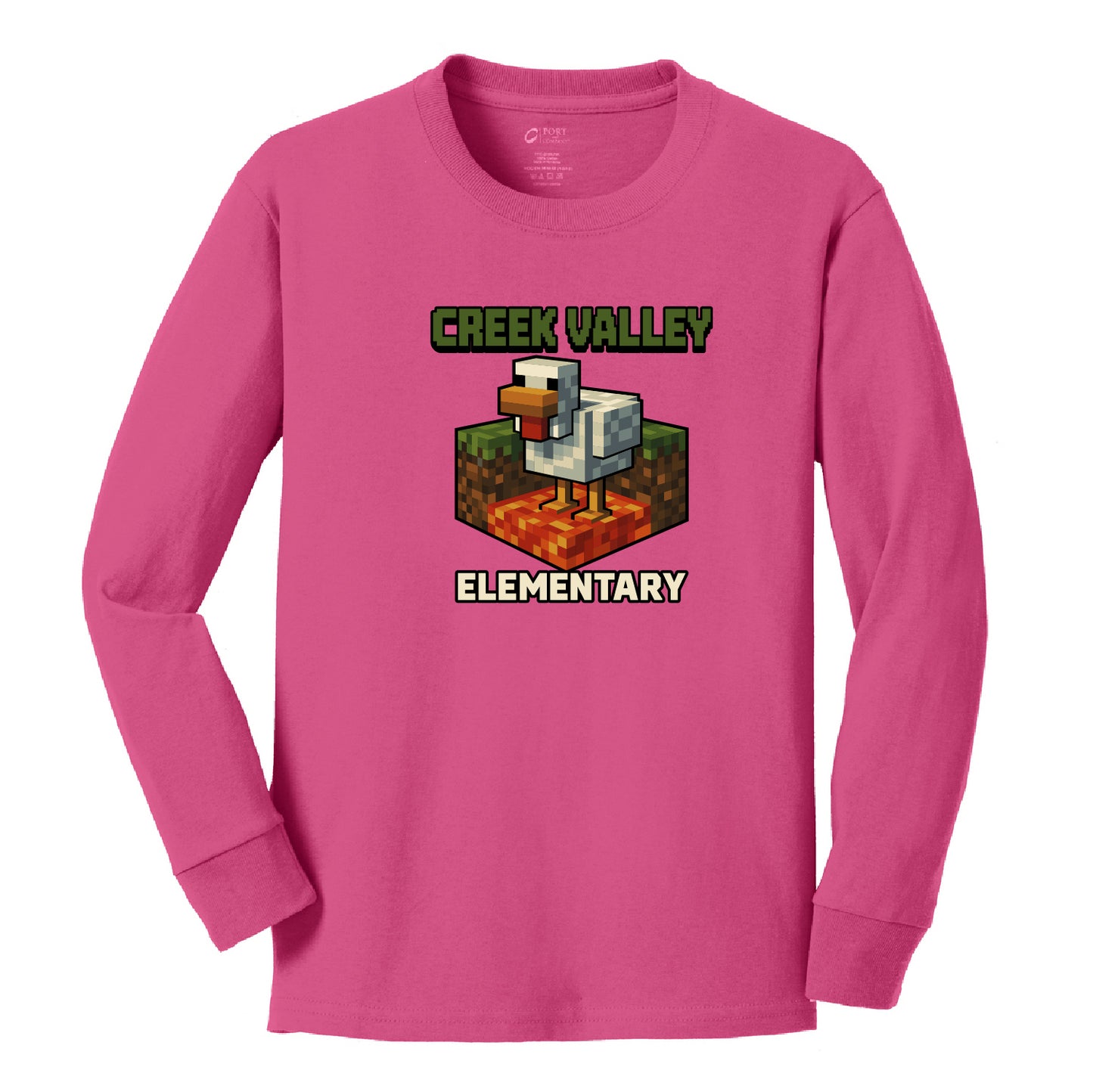 Creek Valley Youth Long Sleeve Core Cotton Tee Lava Chicken