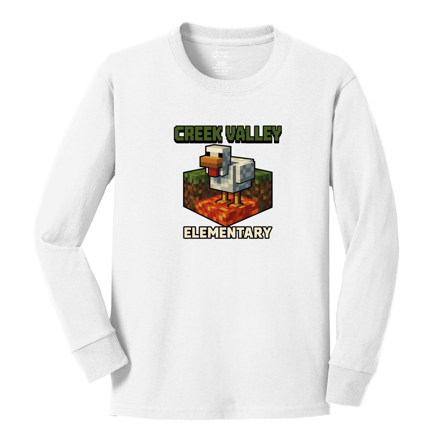 Creek Valley Youth Long Sleeve Core Cotton Tee Lava Chicken