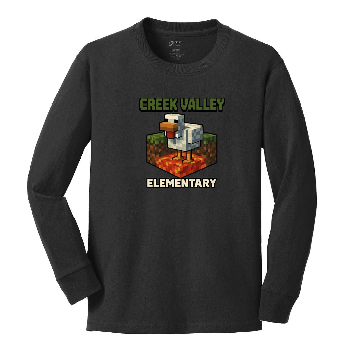 Creek Valley Youth Long Sleeve Core Cotton Tee Lava Chicken