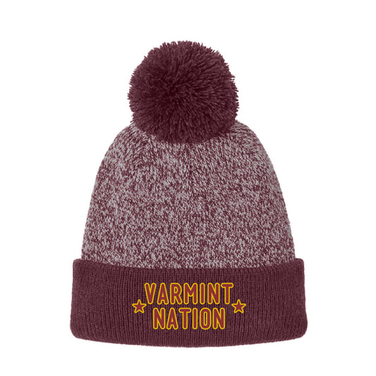 Varmint Nation Halftime Heather Pom Beanie