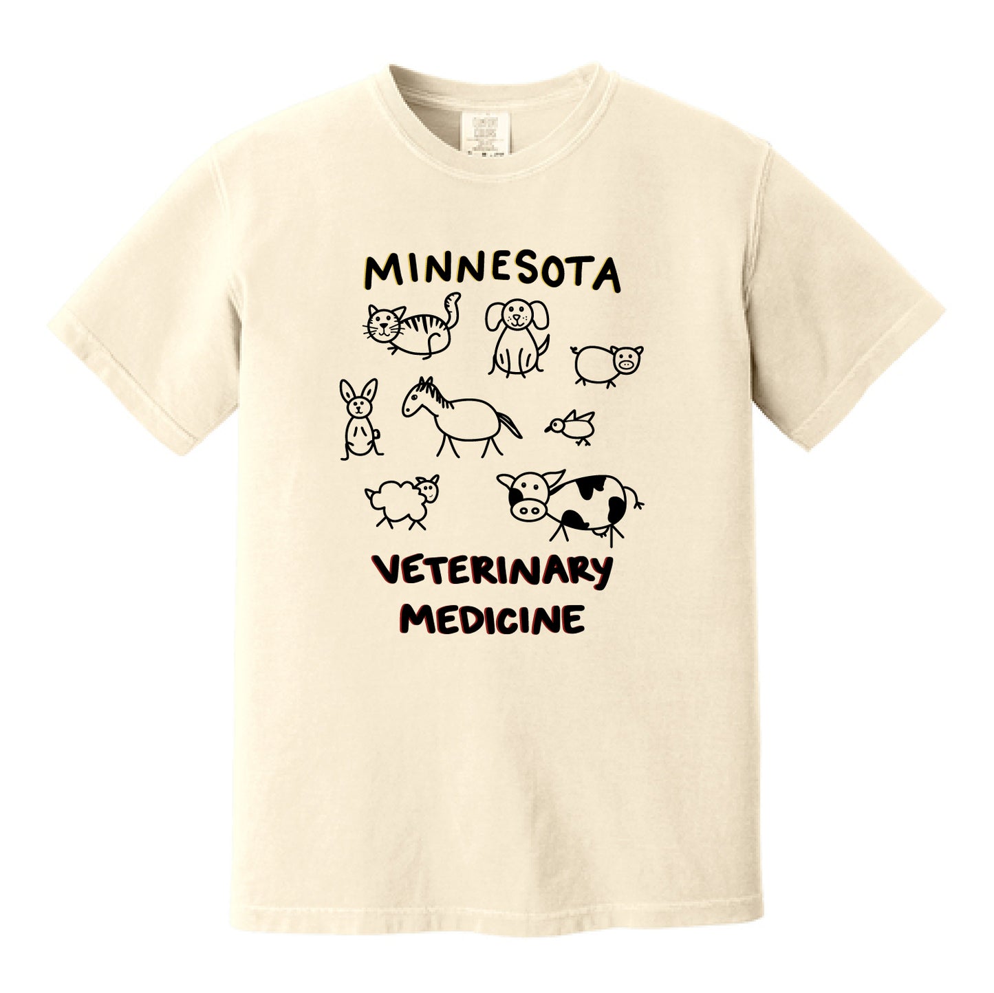 UMN CVM Dyed Heavyweight Tee (Stick Animals)