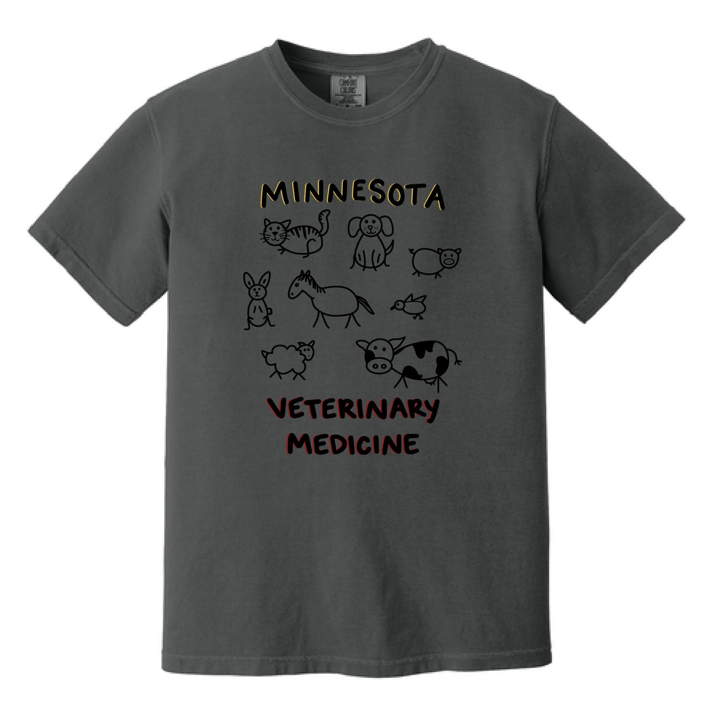 UMN CVM Dyed Heavyweight Tee (Stick Animals)